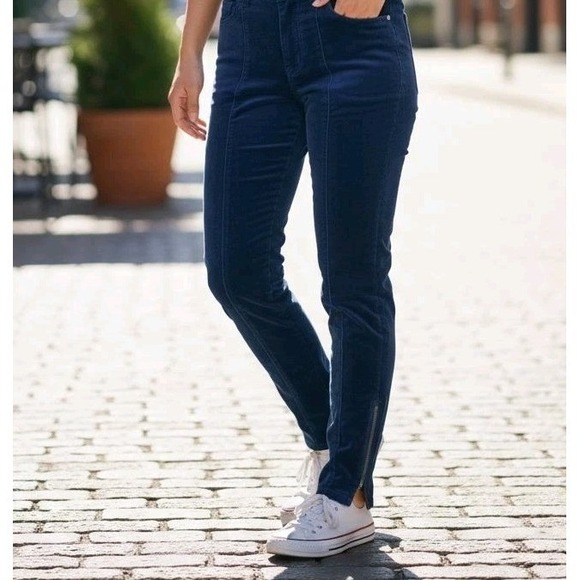 Rag & Bone Navy Velvet mid skinny Ankle zip Jeans Pants Size 26 30x26 USA made - Picture 1 of 9